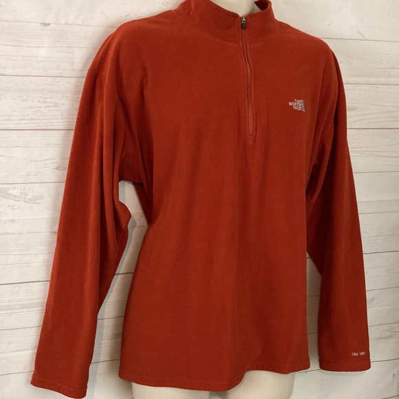 The North Face Mens SZ XL TKA 100 pull over orange 1/4 zip Long Sleeve sweater - Picture 2 of 10